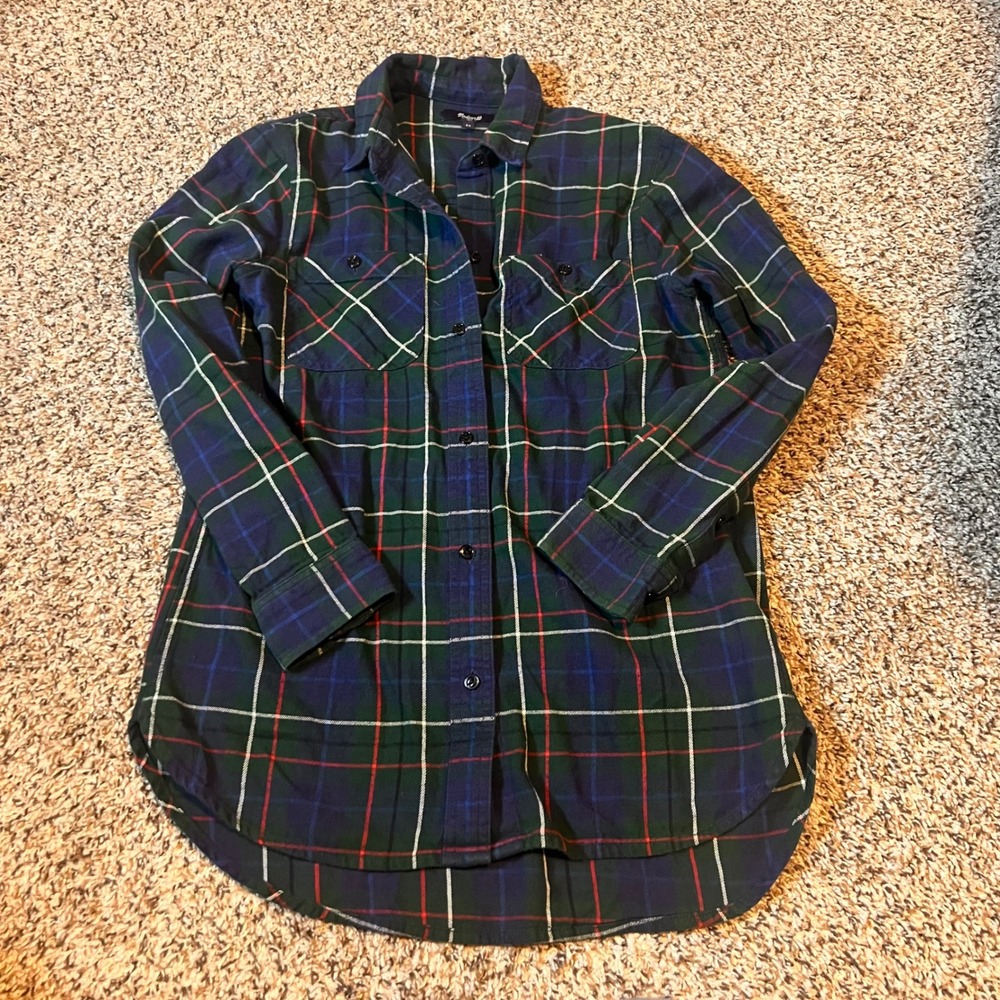 Madewell XS Plaid Flannel Shirt Button Down Long Sleeve Top‎ Womenswear